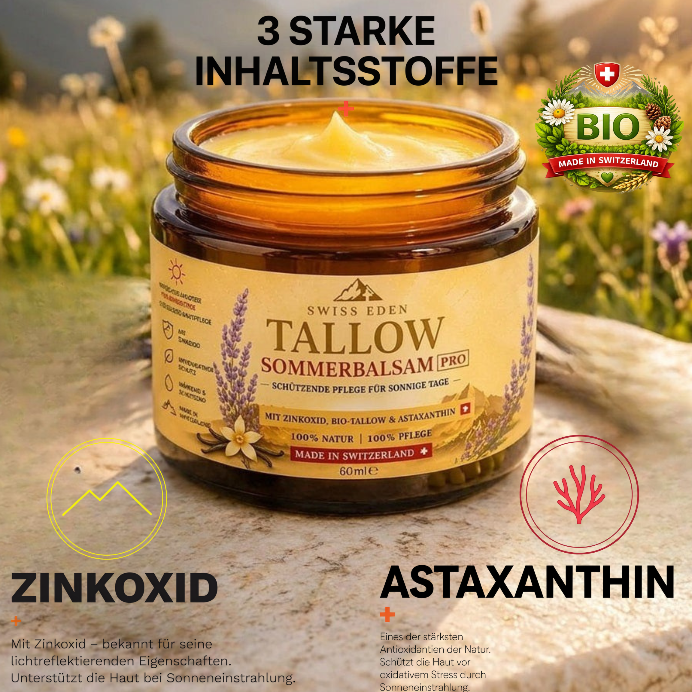 Tallow Sommerbalsam PRO – Schutz mit Zinkoxid & Astaxanthin (Vorteilspackung erhältlich)