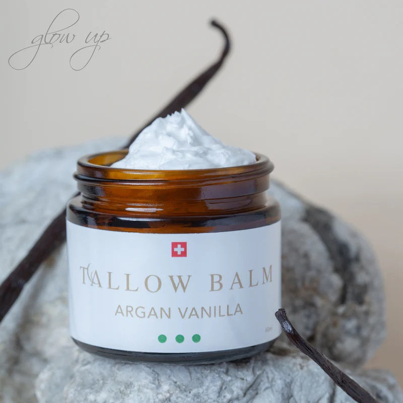 Tallow Argan Vanilla Pflege mit Schweizer Weidetalg und Arganöl – reichhaltige Naturkosmetik für trockene und empfindliche Haut